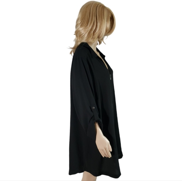 Michel studio black lightweight zip front jacket/tunic,plus size 24 - Picture 3 of 7